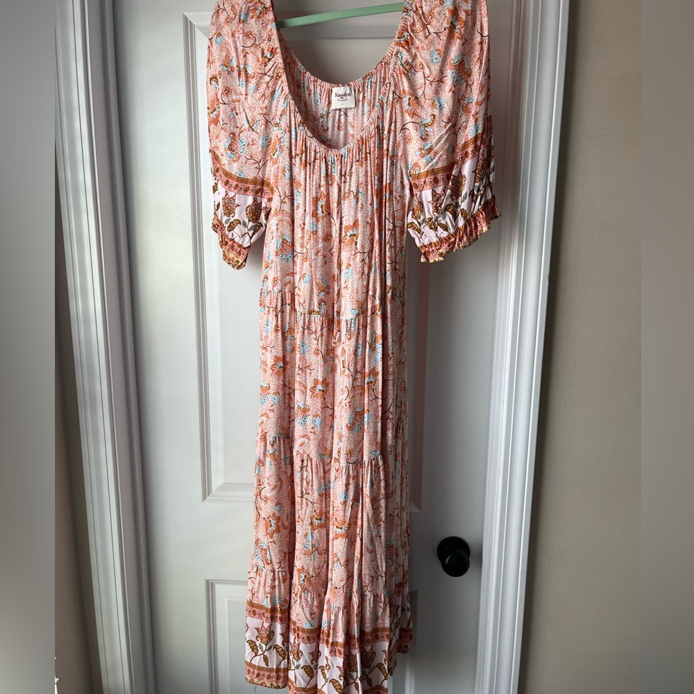 Hayden Peach and White Floral Maxi Dress